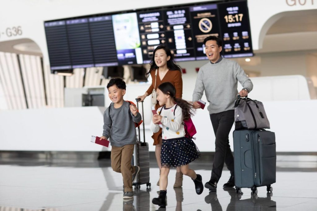 family of four travel to da nang vietnam from airport