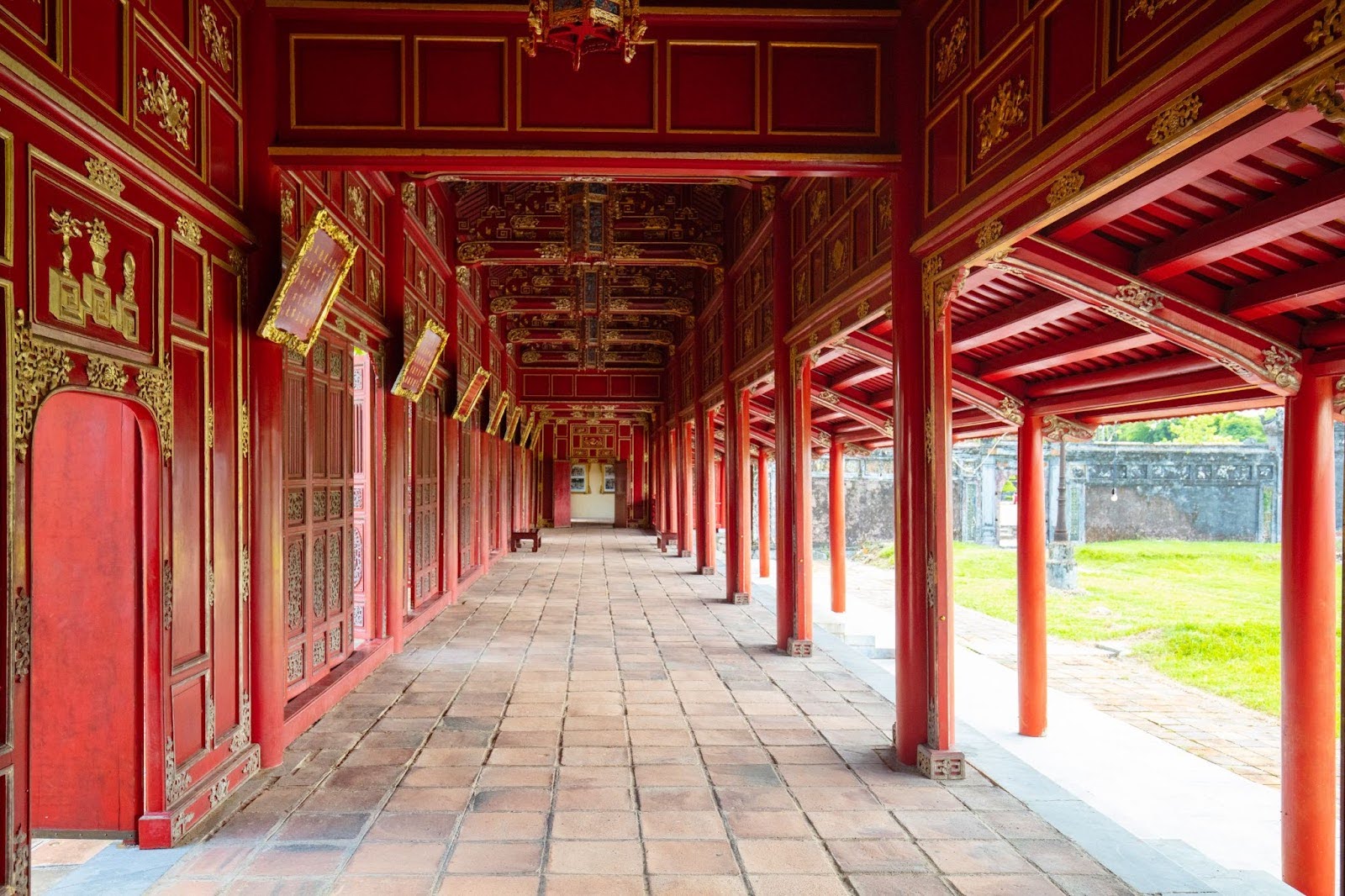 corridor of imperial city in hue vietnam